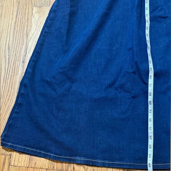 Free People We The Free Jordan Maxi Skirt Denim High Rise Stretch Dark Wash 0&6 - Picture 8 of 9